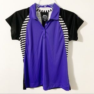 Slazenger Golf Short Sleeve Polo Colorblock Collared Shirt Snap Placard Vents 💜